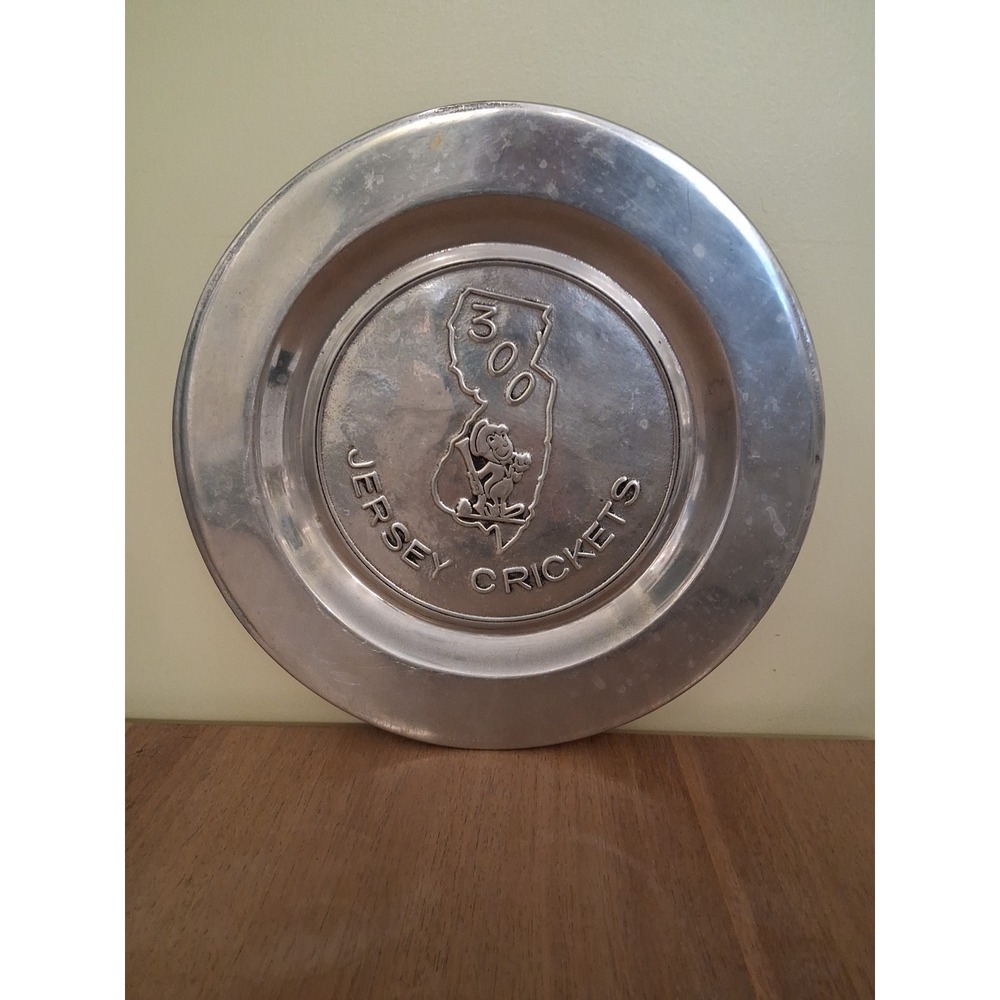 Vintage Wilton Collectors Plate Pewter Metal Jersey Crickets